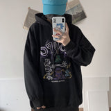 Street ladies pullover smiley print hoodie oversized Harajuku style hooded plus size winter couple sweatshirt ladies