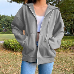 Oversized Butterfly Graphic Rhinestone Zip Up Hoodies Y2K Fashion E-girl 90s Streetwear Diamond Grey Long Jacket Autumn