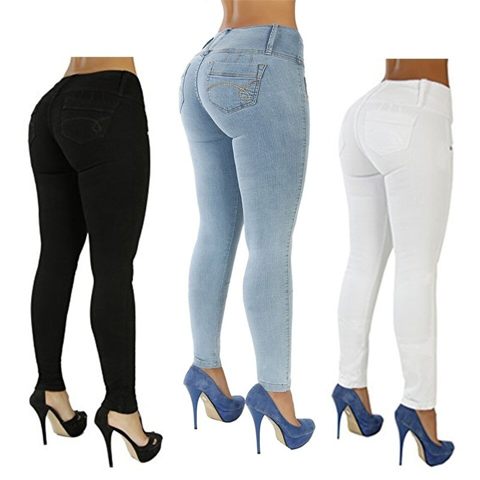 S-3XL Plus Size Jeans Woman High Waist Stretch Pencil Elastic Blue MomJean Skinny Pants Elasticity Trousers Female DenimPbong  mid size graduation outfit romantic style teen swag clean girl ideas 90s latina aesthetic