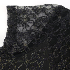 Black Dress Lace Patchwork Elegant for Women Party Sheer Sleeves Slim See Through Mermaid Large Size Lady Homecoming Robes Gowns Pbong  mid size graduation outfit romantic style teen swag clean girl ideas 90s latina aesthetic