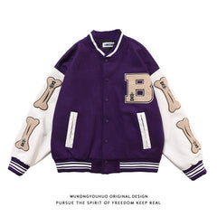 Hip Hop Baseball Uniform Flocking Printed Jacket Streetwear Loose Patchwork Jacket Men's Tops Women's Jackets Oversized Jackets