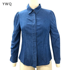 Denim Shirts For Women Long Sleeve Tops Blouses Women Clothes Autumn And Winter Denim Shirt Lady New Top Slim Sexy Denim Shirt