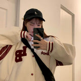 Jacket Women Jackets Oversized Baseball Punk Clothes Autumn/winter New Clothes Korean Students Thickened Plus Velvet Sweatshirt