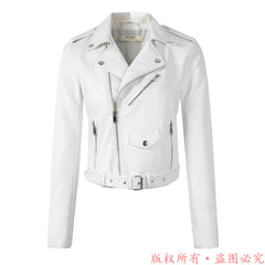 New Arrival brand Winter Autumn Motorcycle leather jackets yellow leather jacket women leather coat  slim PU jacket Leather