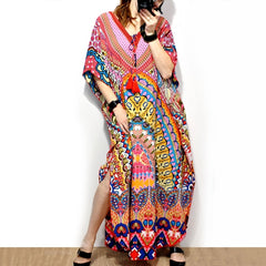 Pbong mid size graduation outfit romantic style teen swag clean girl ideas 90s latina aestheticMoroccan Kaftan Bohemian Printed Summer Dress Long Tunic Women Plus Size Beach Wear Swim Suit Cover Up Robe de plage