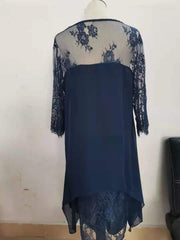 Pbong mid size graduation outfit romantic style teen swag clean girl ideas 90s latina aesthetic  Spring Autumn Vintage Floral Lace Patchwork Dresses Oversize 4XL 5XL Women Elegant O Neck Party Chiffon Midi Dress Vestidos