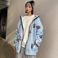 Summer Harajuku Butterfly Hoodie With Zipper Women Sweatshirt  Spring Oversized Hoodies Outerwear Plus Size