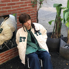 Winter Student Quilted Baseball Uniform Jacket Women Jackets Harajuku Style Loose Padded Couple Padded Tops Female Trend Coat