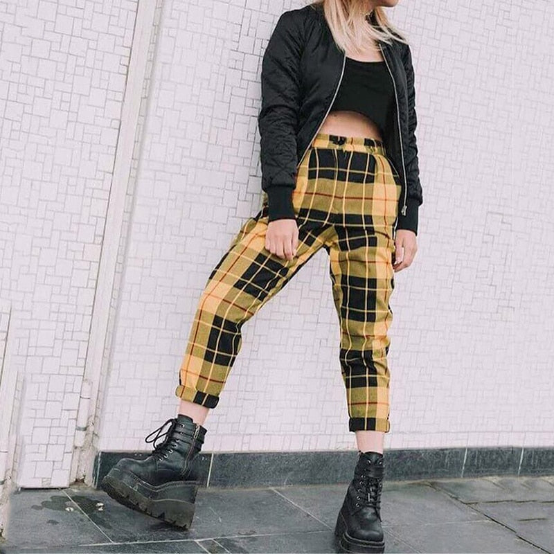 New Plaid Pants Women Hight Waist  Trousers Women Harem Pants  Full Length  Streetwear  Pockets  Plus Size Women Spring Pbong mid size graduation outfit romantic style teen swag clean girl ideas 90s latina aesthetic