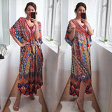 Pbong mid size graduation outfit romantic style teen swag clean girl ideas 90s latina aestheticMoroccan Kaftan Bohemian Printed Summer Dress Long Tunic Women Plus Size Beach Wear Swim Suit Cover Up Robe de plage