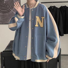 Hip Hop Baseball Uniform Flocking Printed Jacket Streetwear Loose Patchwork Jacket Men's Tops Women's Jackets Oversized Jackets