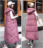 New X-Long Hooded Vests Parkas Fashion Winter Jacket Women Casual Thick Down Cotton Winter Coat Women Warm Waistcoat