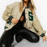 Spring And Autumn Vibe Style Baseball Uniform New Bomber Jacket For Women Fashion Retro Clothes Streetwear Oversized Coat