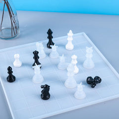 Chess Kit Epoxy Resin Silicone Molds International Chess Pieces Checkers Checkerboard UV Crystal Mould For Diy mold tools