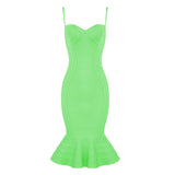 Pbong High Quality Pink Yellow Knee Length Rayon Bandage Dress Evening Party Elegant Dress