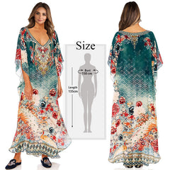 Pbong mid size graduation outfit romantic style teen swag clean girl ideas 90s latina aestheticMoroccan Kaftan Bohemian Printed Summer Dress Long Tunic Women Plus Size Beach Wear Swim Suit Cover Up Robe de plage