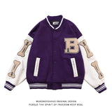 Hip Hop Baseball Uniform Flocking Printed Jacket Streetwear Loose Patchwork Jacket Men's Tops Women's Jackets Oversized Jackets