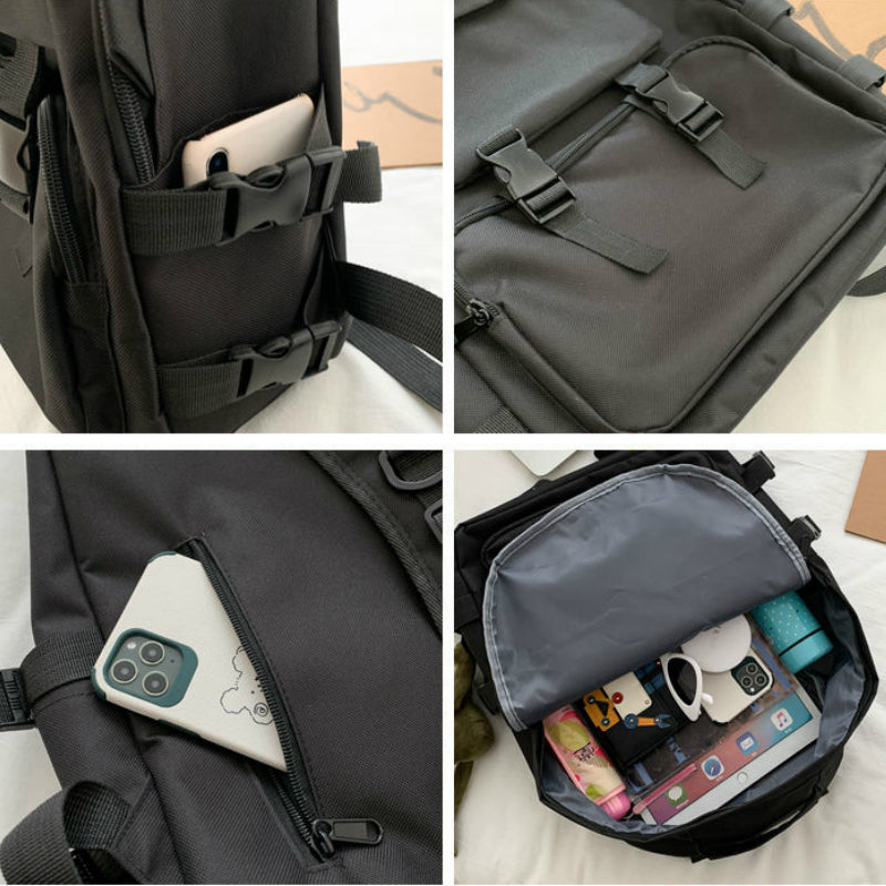 Backpacks Preppy Students Backpack Large Capacity Button Travel Bag So ...