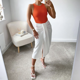 Woman White Lacing Irregular Skirt Spring Fashion Woman High Waisted Pleated Skirts Ladies Chic Solid Bow Beach Skirt