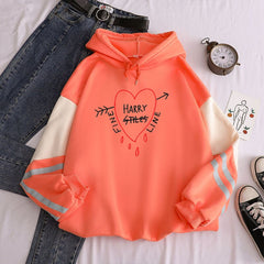 New contrast color pullover thick loose women's hoodie clothes fleece Harajuku top letter printing sweatshirt ladies