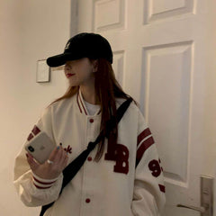 Jacket Women Jackets Oversized Baseball Punk Clothes Autumn/winter New Clothes Korean Students Thickened Plus Velvet Sweatshirt