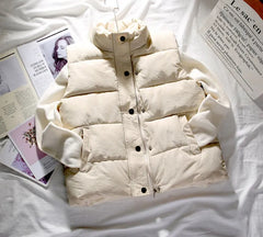 Winter Warm Cotton Padded Vest women Sleeveless Parkas Jackets