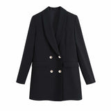 spring new women's clothing all-match long double-breasted blazer