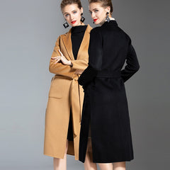 European and American water wave cashmere coat women's  medium and long winter wool coat double-sided women's cloth coat