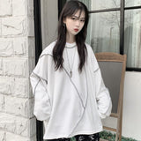 No Hat Hoodies Harajuku BF Style Black Hip-hop Chic Teens Sweatshirts Autumn Trendy All-match Daily Simple Womens Streetwear New