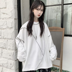 No Hat Hoodies Harajuku BF Style Black Hip-hop Chic Teens Sweatshirts Autumn Trendy All-match Daily Simple Womens Streetwear New