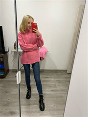 10 Colors Pink Women Sweater Womens Winter Sweaters Pullover Female Knitting Overszie Long Sleeve Loose Knitted Outerwear White