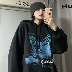 Oversized sweatshirt streetwear loose printed hoodie women's long-sleeved Korean jacket  new zipper women's jacket hoodie