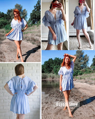 Bikini Cover-ups White Tunic Sexy V-neck Butterfly Sleeve Summer Beach Wear Mini Dress Plus Size Women Swimsuit Cover Up D0 Pbong mid size graduation outfit romantic style teen swag clean girl ideas 90s latina aesthetic