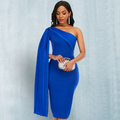 Pbong mid size graduation outfit romantic style teen swag clean girl ideas 90s latina aestheticWomen Party Dress Blue Elegant Celebrity Sexy One Shoulder Ruched Ribbon Bodycon Plus Size Red Dinner Date Out Night Dresses XL