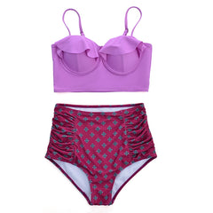 Melphieer High Waist Bikini Set Biquini Plus Size Swimwear Women 3XL Print Swimsuit Bandage Bathing Swimming Suit Bikinis