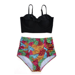 Melphieer High Waist Bikini Set Biquini Plus Size Swimwear Women 3XL Print Swimsuit Bandage Bathing Swimming Suit Bikinis