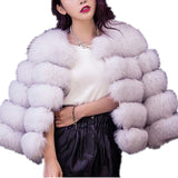 Lisa Colly New High Imitation Long Sleeves Short Fox Fur Coat Jacket Warm Winter Coat Outwear Faux Fur Coat Overcoat Furs coat