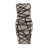 High Quality Strapless Rayon Sexy Geometric Perspective  Women's New Fashion Bodycon Mini DressPbong  mid size graduation outfit romantic style teen swag clean girl ideas 90s latina aesthetic