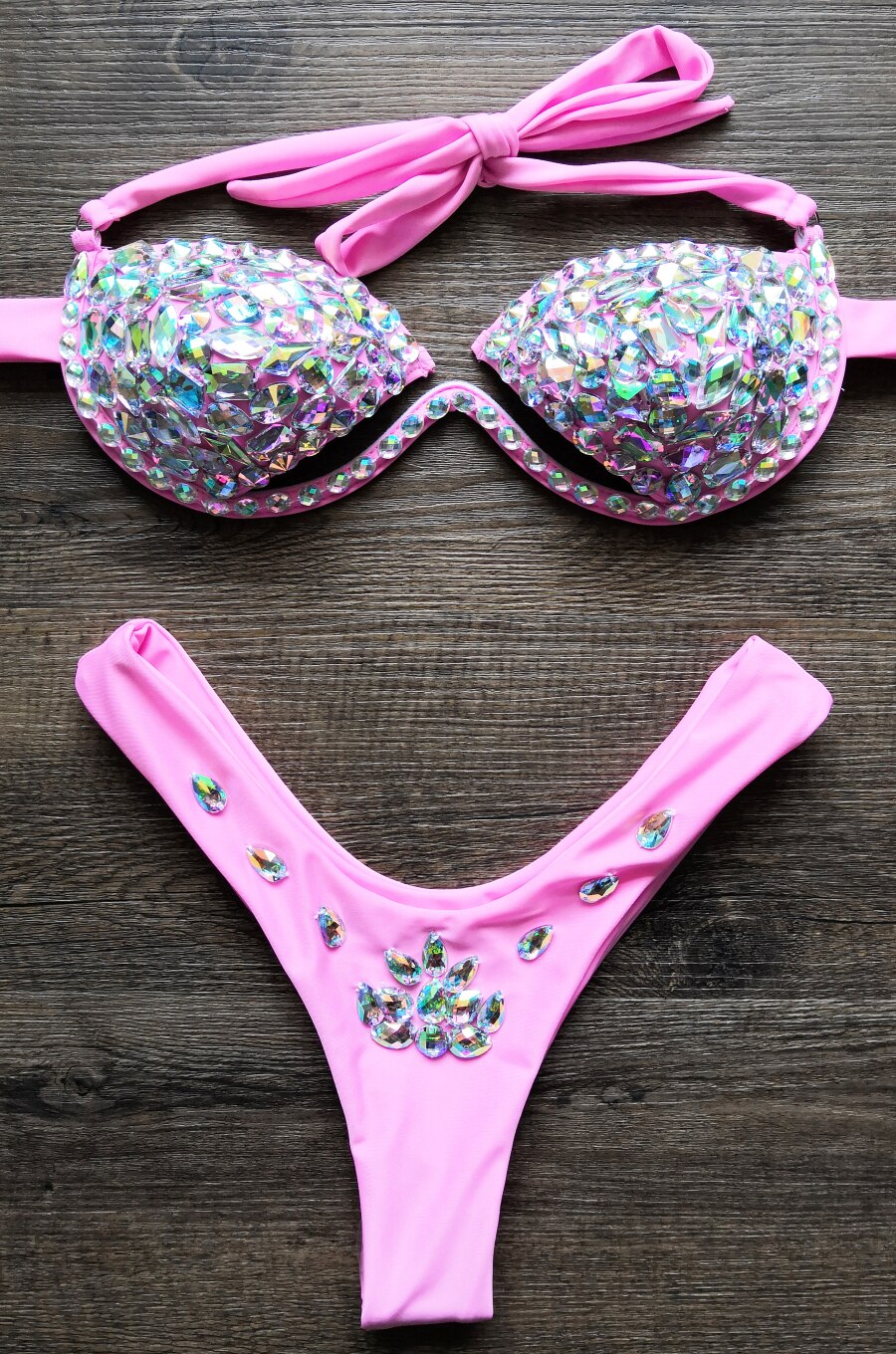 Pearl Bikini Top OYOANGLE Women's Metallic Pearl Bikini Set - Tie Backless Halter & Side Tie Bottoms Pearl Swimsuit Pearl Bikini Top OYOANGLE Women's Metallic Pearl Bikini Set - Tie Backless Halter & Side Tie Bottoms Pearl Swimsuit
