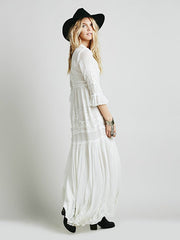 new free shipping Bohemia embroidery maxi dress women&#39;s white ruffles elegant sweet long loose dress fashion party dresses