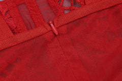 High Quality Red Lace Sleeveless Hollow Out Long Rayon Bandage Dress Evening Party Cute Dress  Pbong mid size graduation outfit romantic style teen swag clean girl ideas 90s latina aesthetic