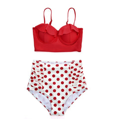 Melphieer High Waist Bikini Set Biquini Plus Size Swimwear Women 3XL Print Swimsuit Bandage Bathing Swimming Suit Bikinis