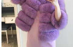 Lisa Colly New High Imitation Long Sleeves Short Fox Fur Coat Jacket Warm Winter Coat Outwear Faux Fur Coat Overcoat Furs coat