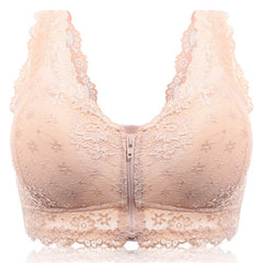 Female Vest Front Zipper Push Up Bra Full Cup Sexy Lace Bras For Women Bralette Top Plus Size Seamless Wireless Gather Brassiere