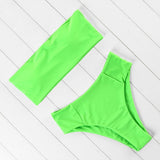 Bandeau Swimwear Women Solid Bikini High Waist Swimsuit Swimming Bathing Suit Biquini Maillot De Bain Femme