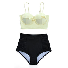 Melphieer High Waist Bikini Set Biquini Plus Size Swimwear Women 3XL Print Swimsuit Bandage Bathing Swimming Suit Bikinis