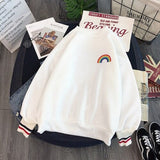 Rainbow plus size fashion Women Hoodies korean style tops Kawaii Sweatshirts oversized Pullovers Casual Streetwear clothes