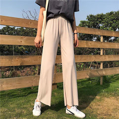 Pants Women Comfortable Loose Breathable Students Korean Style Casual Elegant Wide Leg High Elastic Waist Trendy Womens Trousers
