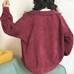 Thin Ulzzang Loose Newest Femme Coats Button Chic Vintage Tops Basic Jackets Women Solid Spring Corduroy All-match Short Casual