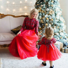 New Year Family Matching Clothes Christmas Mother Daughter Dresses Mommy And Me Plaid Mom Dress Kids Child Outfit Autumn